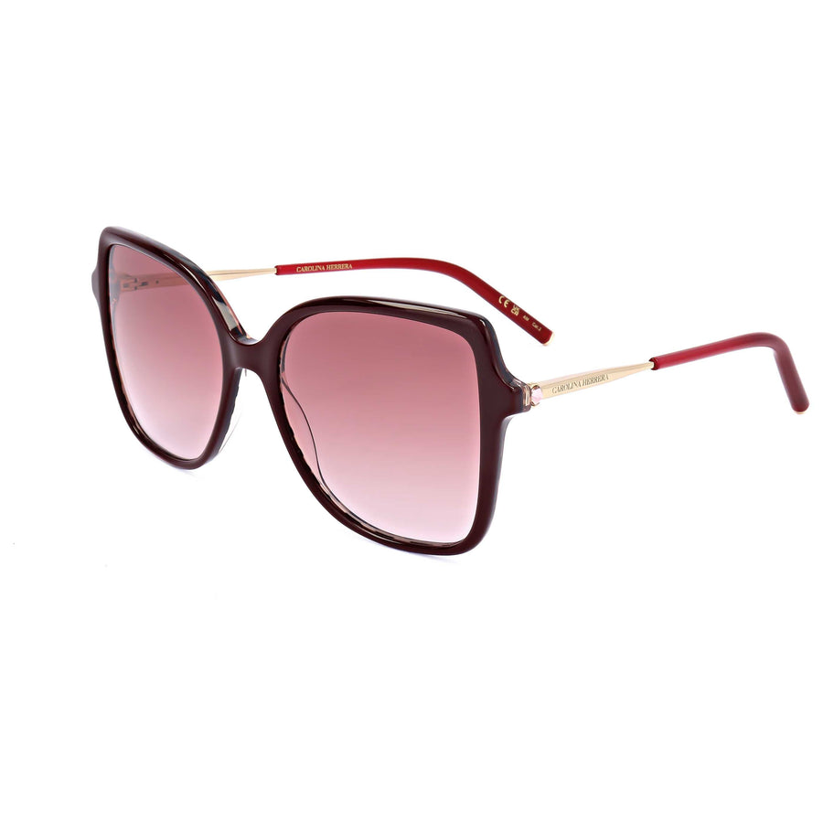 Preloved - Carolina Herrera Womens 55 Mm Burgundy Gold Sunglasses Her0179-S-6k3-55 One Color