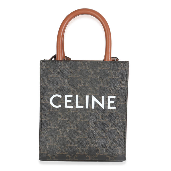 Celine Brown Triomphe Canvas Mini Vertical Cabas Handbag Bag