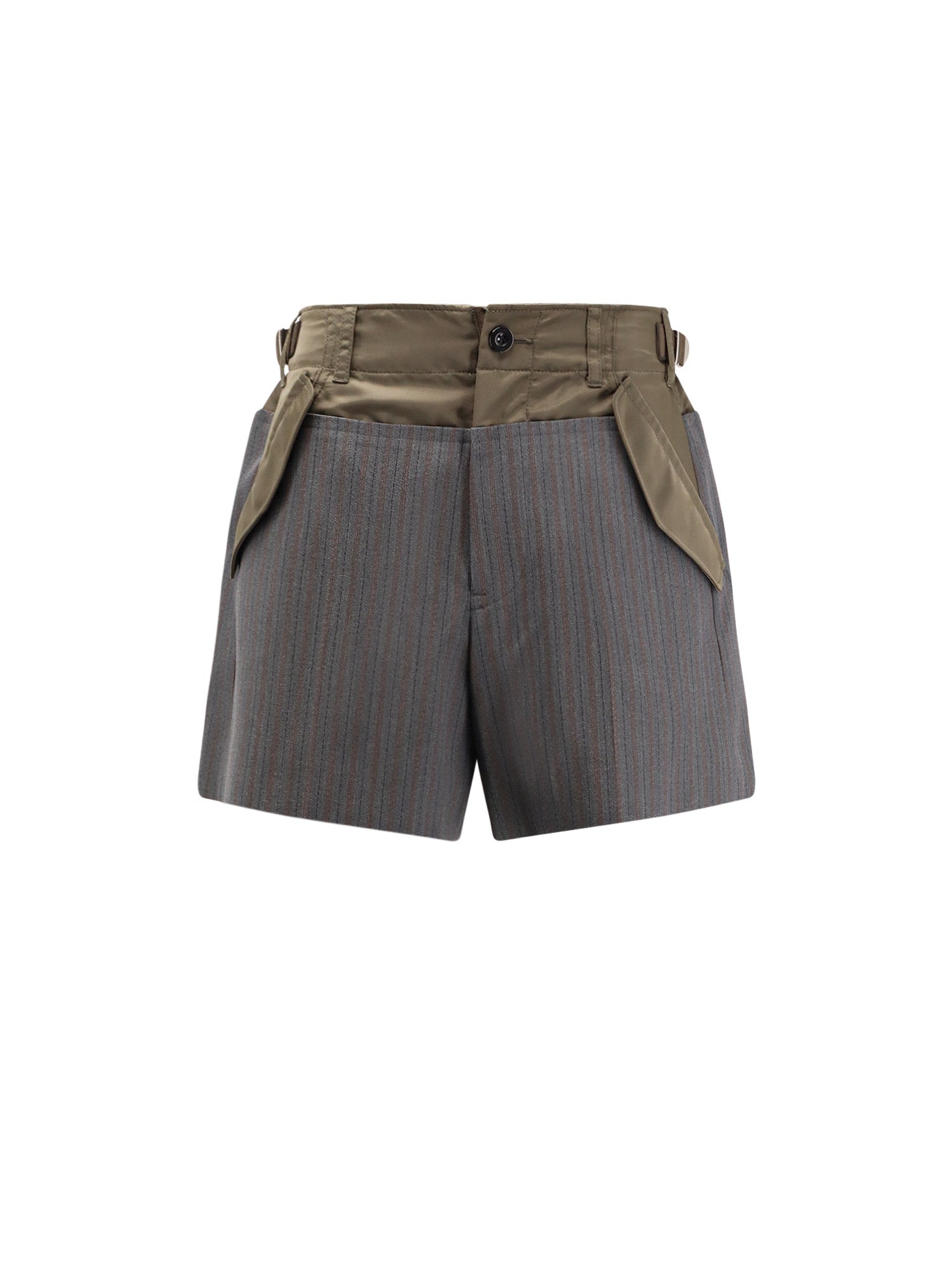 Sacai Shorts Gray×d/khaki Poliestere Lana