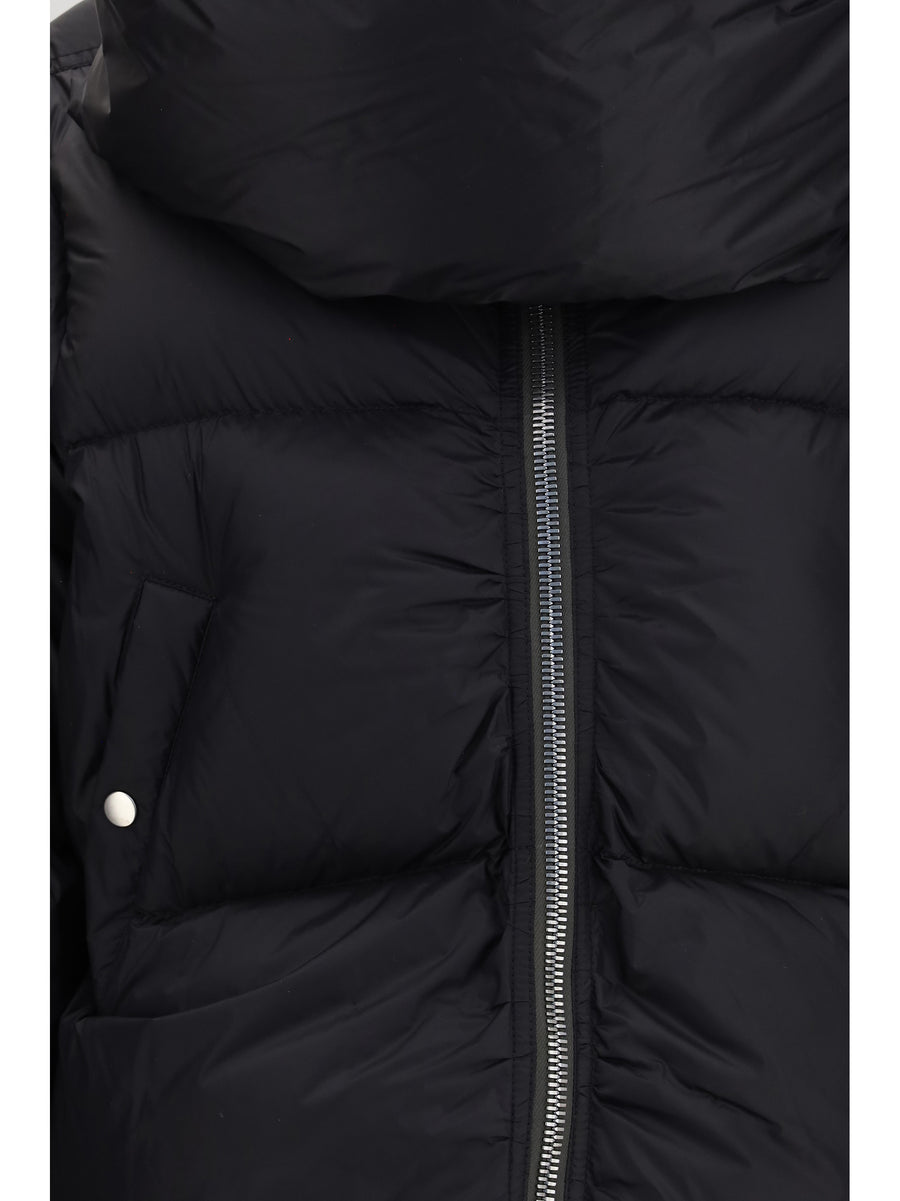 Padded Funnel Neck Jacket Black Nylon Puffer