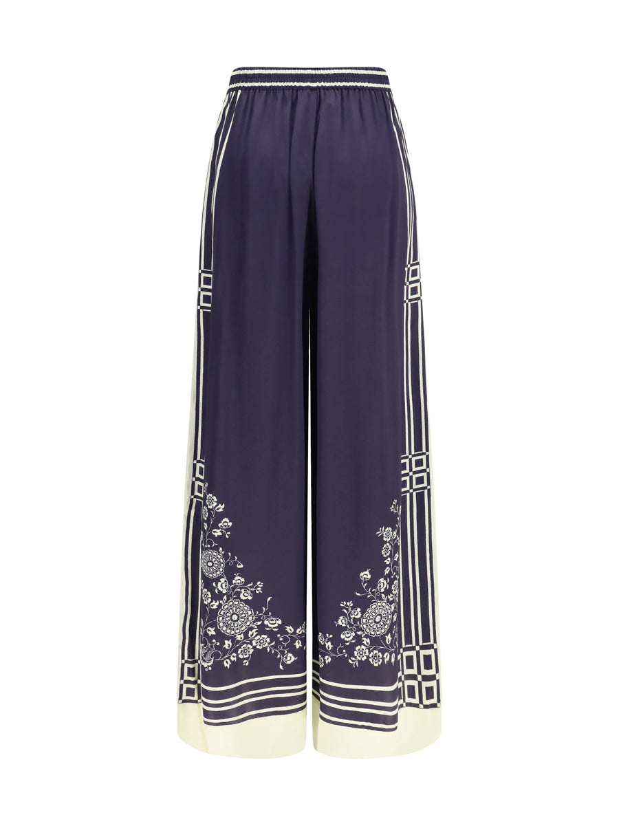 Wide-Leg Silk Pants Banderra Ink Trousers
