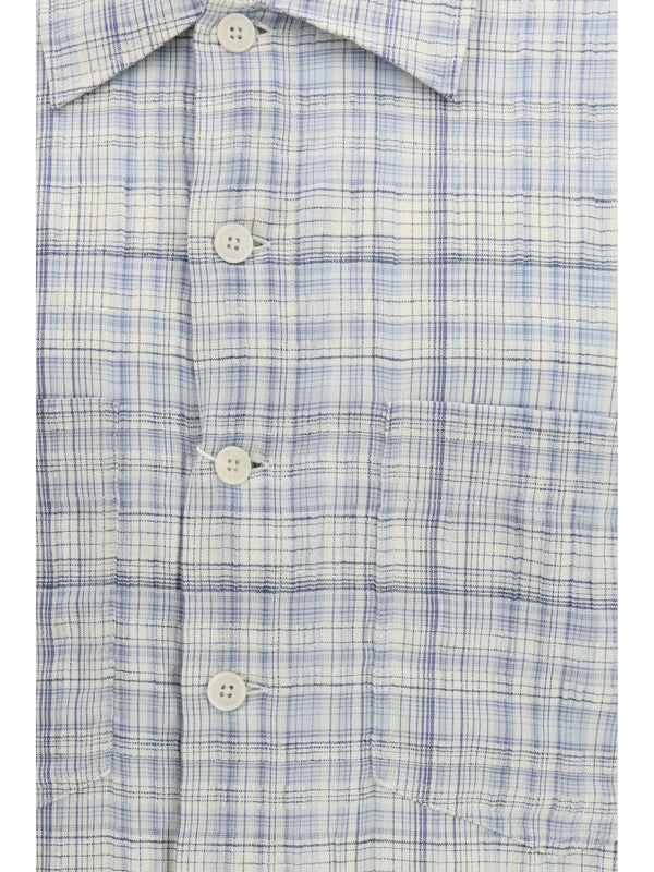 Short-Sleeved Shirt Adam Blue Cotton