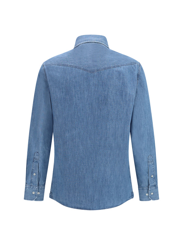 Shirt Easy Fit Medium Wash Denim Cotton
