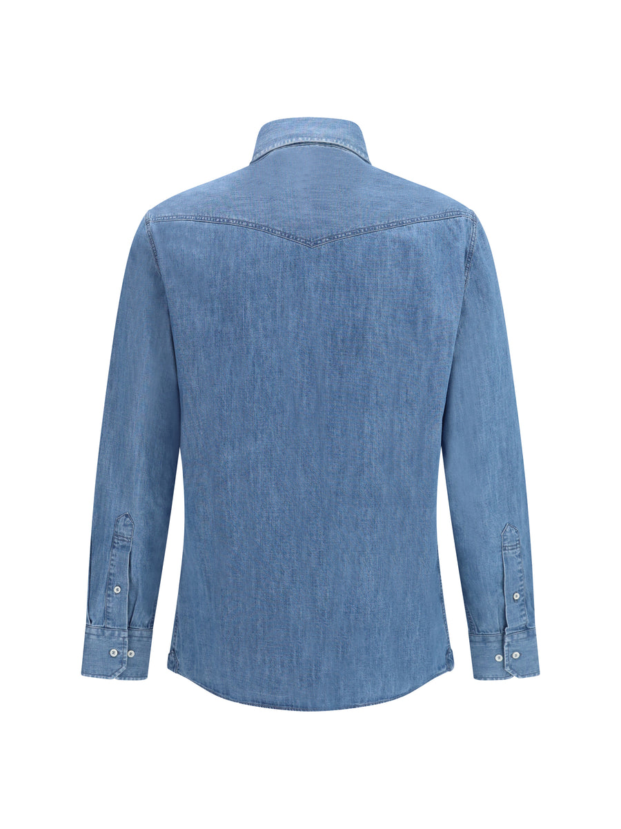 Shirt Easy Fit Medium Wash Denim Cotton