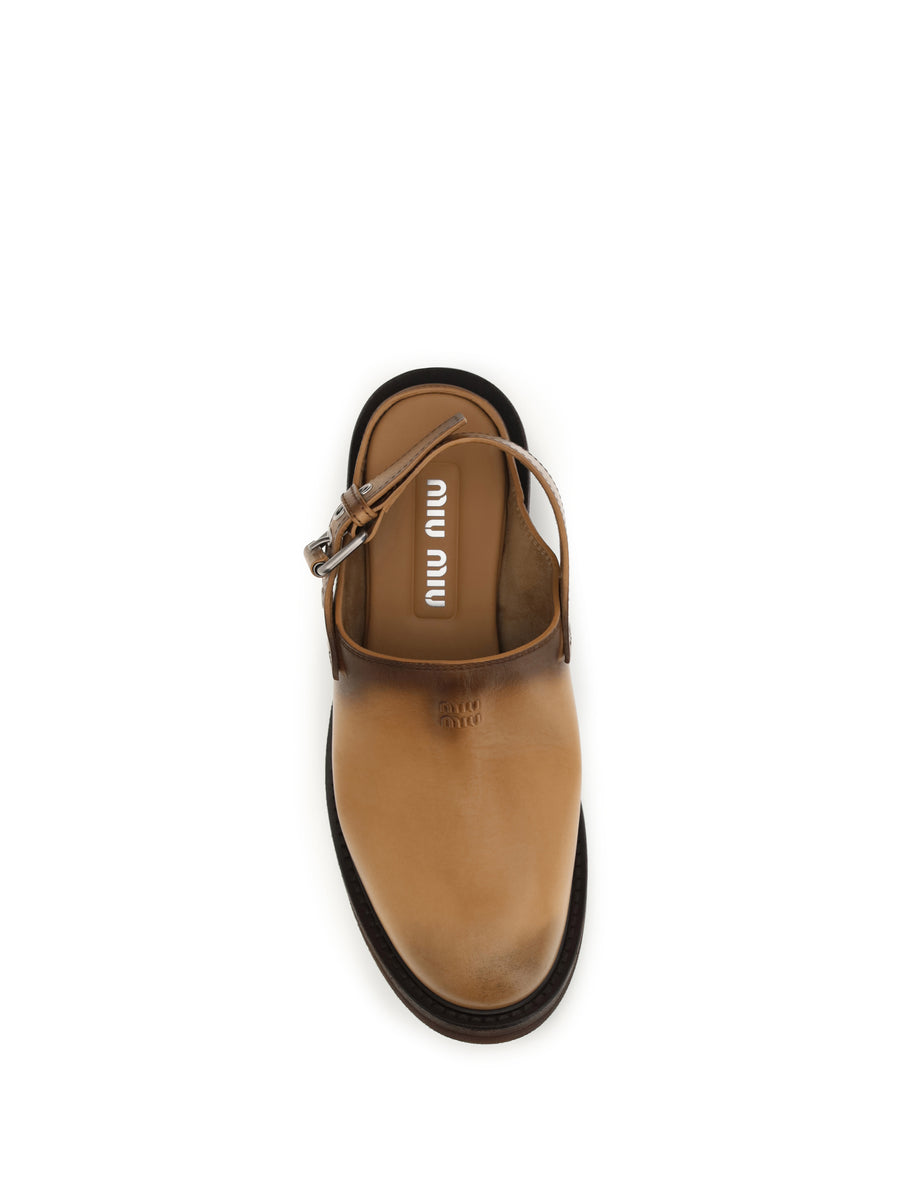 Mules Foule Tan Leather Sandal