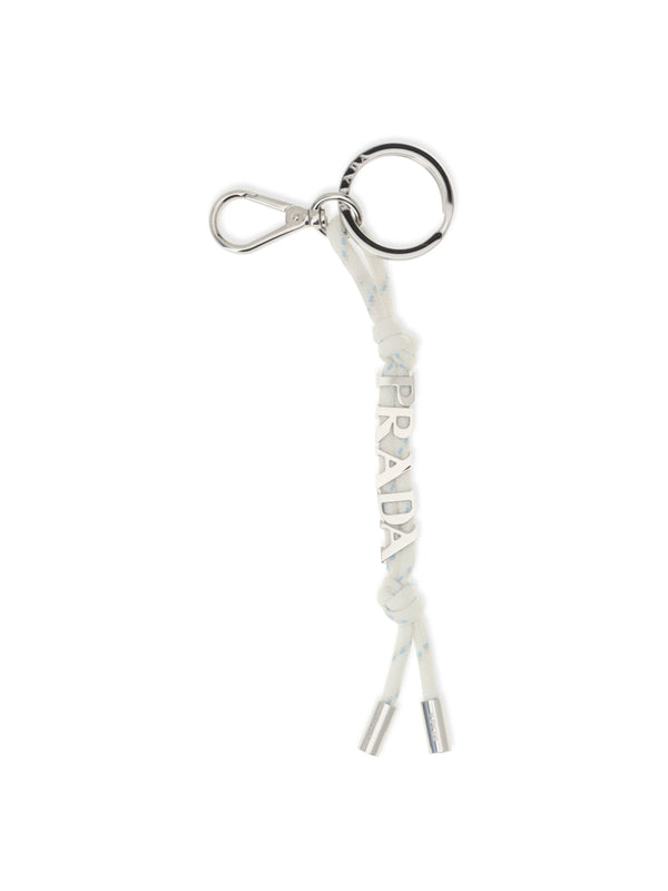 Keychain Speedrock Saffiano Leather White Recycled Polyamide Keyrings & Chains