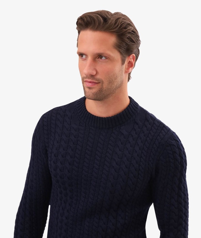 Cable Knit Sweater Col Du Pillon Brown Maglieria Dis/lav Pesante