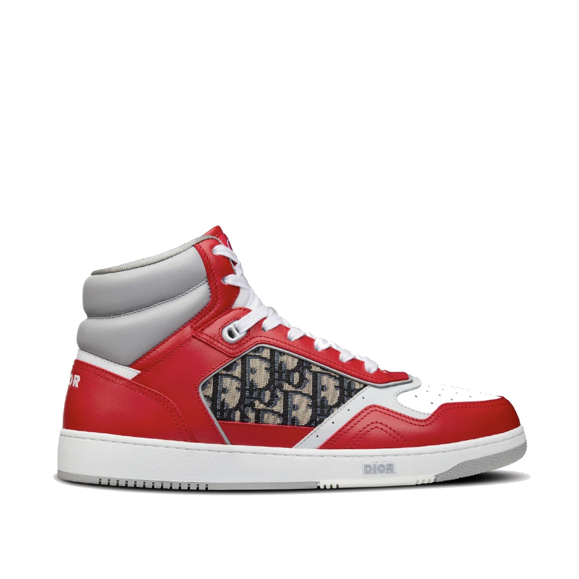 Oblique High-Top Sneakers Red Leather