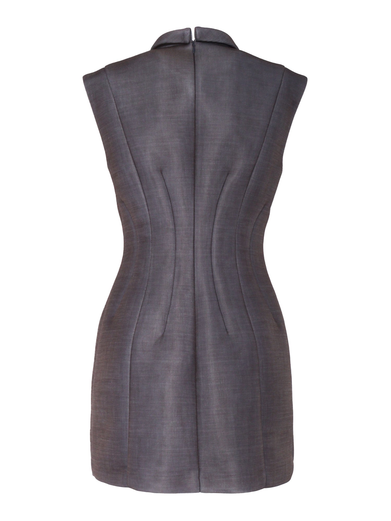 Gray Mini Dress Grey Polyester Elastane Midi