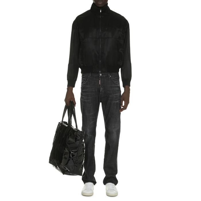 Teddy Full Zip Jacket Black Silk Viscose