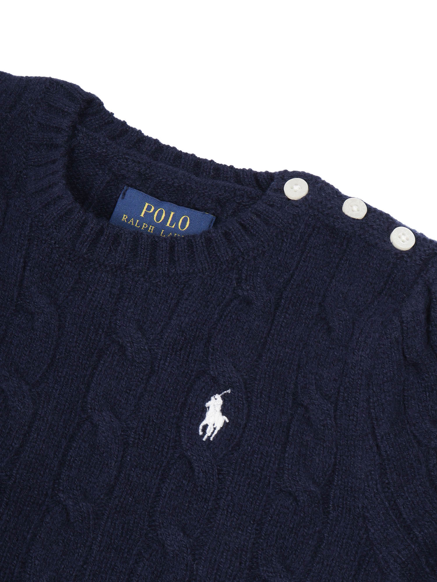 Cable Cn-Sweater-Pullover Blue Wool Cashmere Crewneck