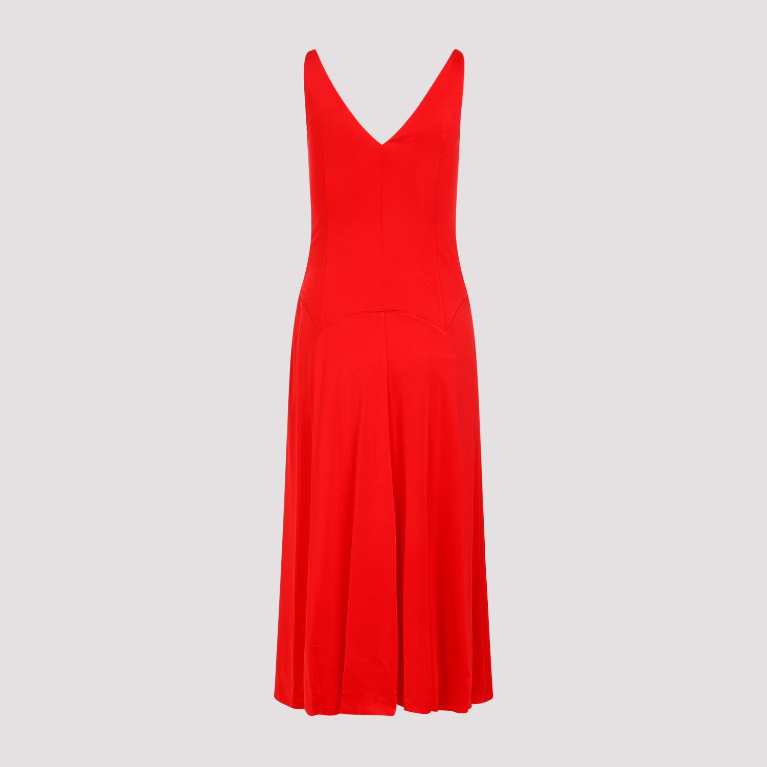 Sleeveless A-line Midi Dress Red Viscose