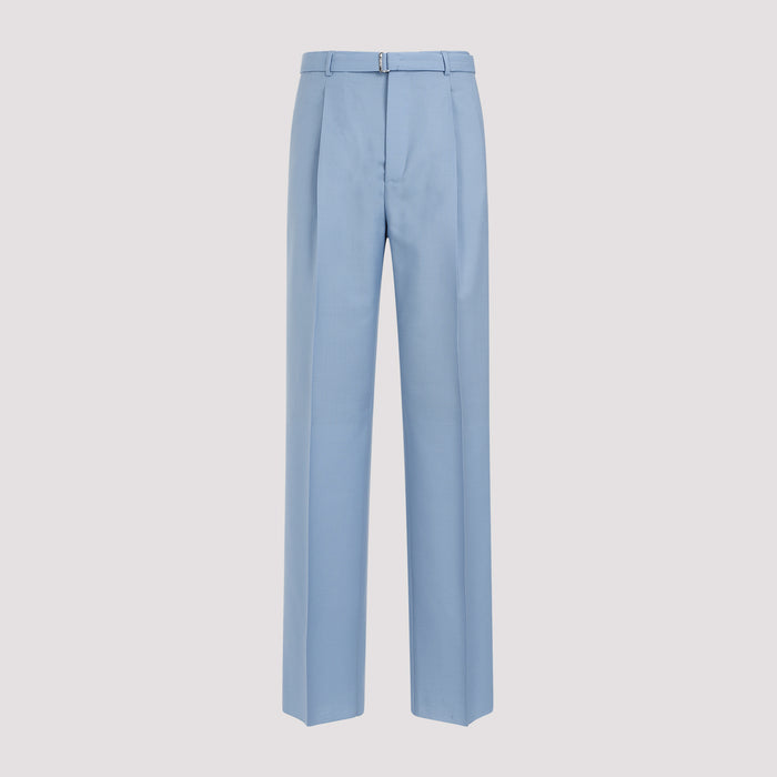 Wide Leg Trousers Blue Virgin Wool Pant