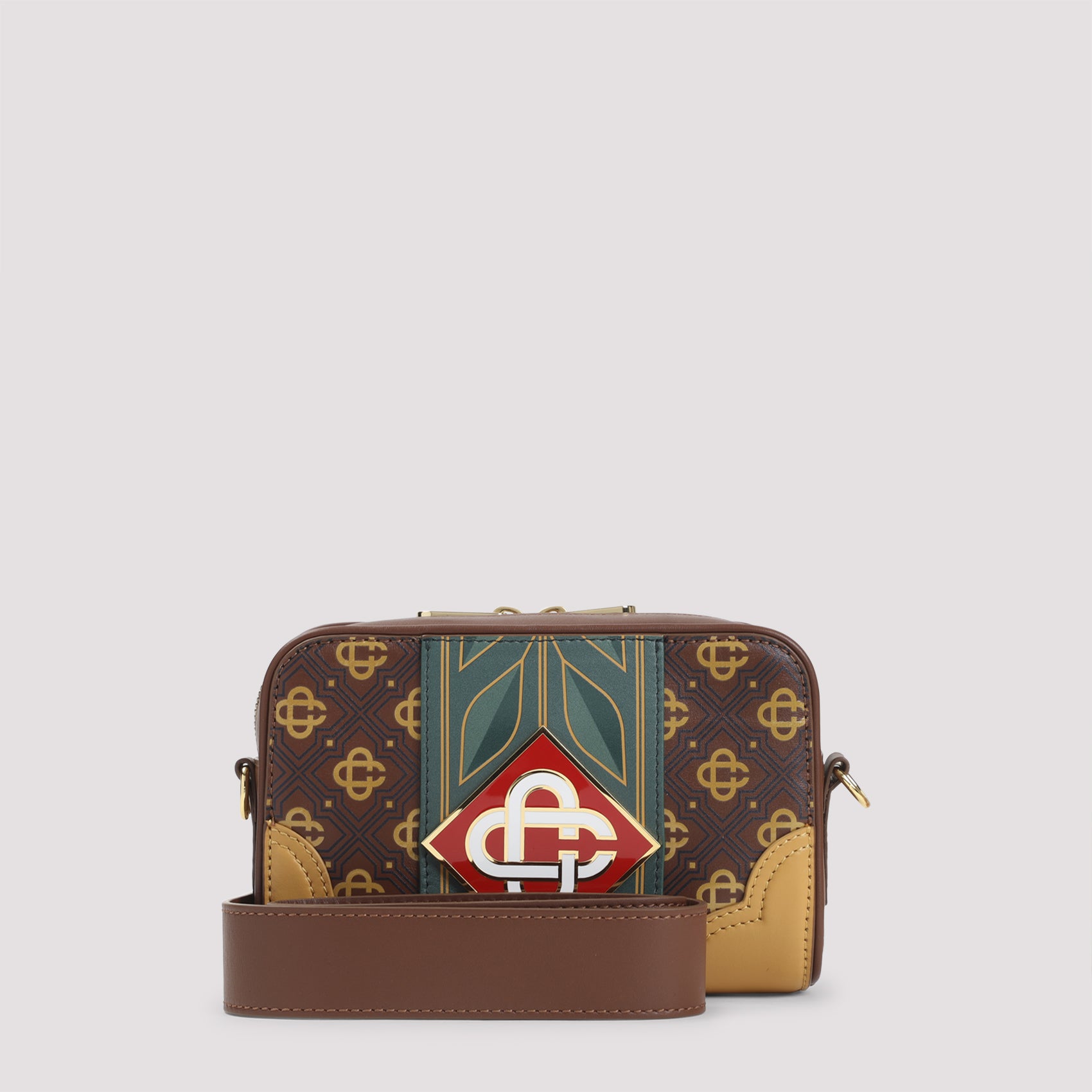 Monogram Shoulder Bag Brown Leather