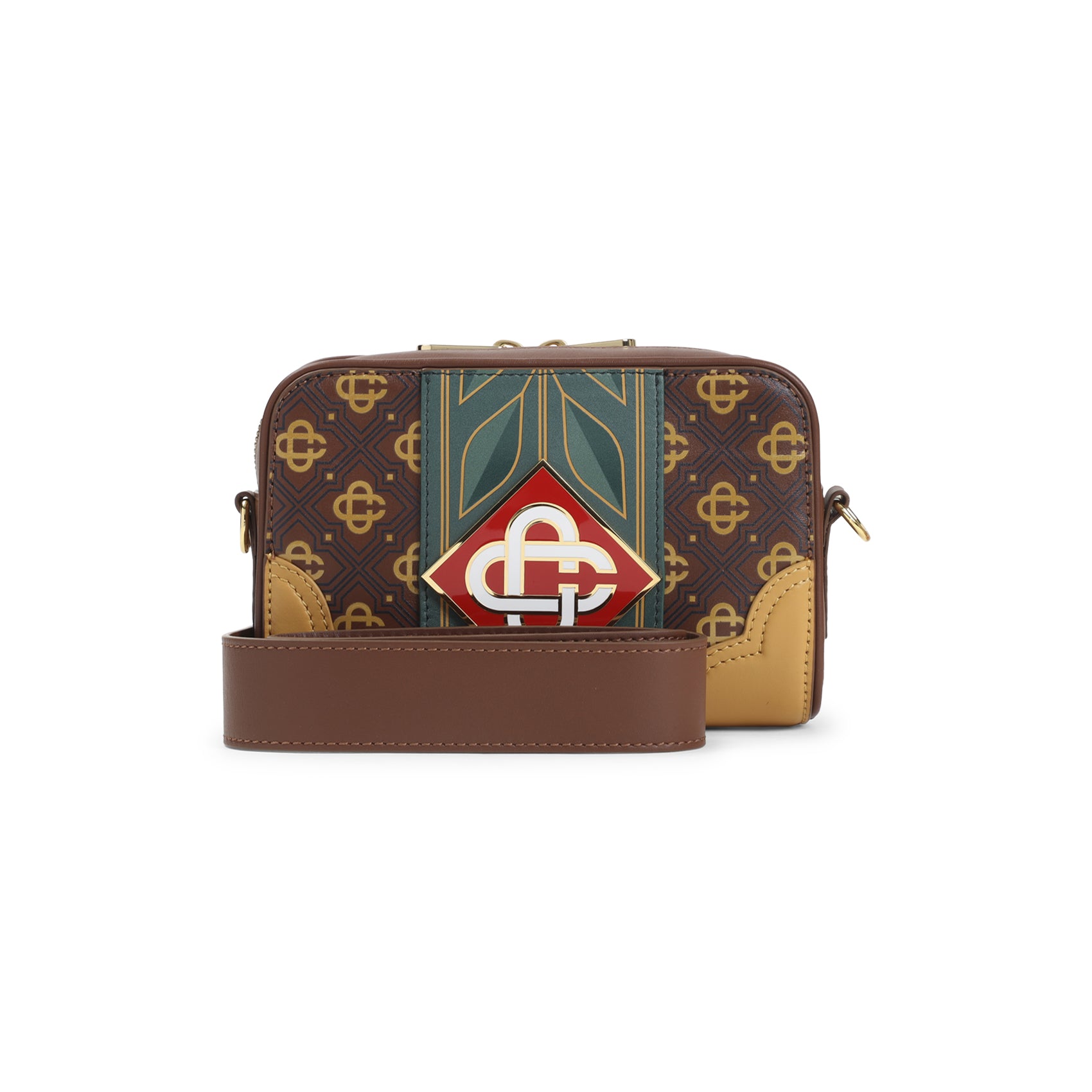 Monogram Shoulder Bag Brown Leather