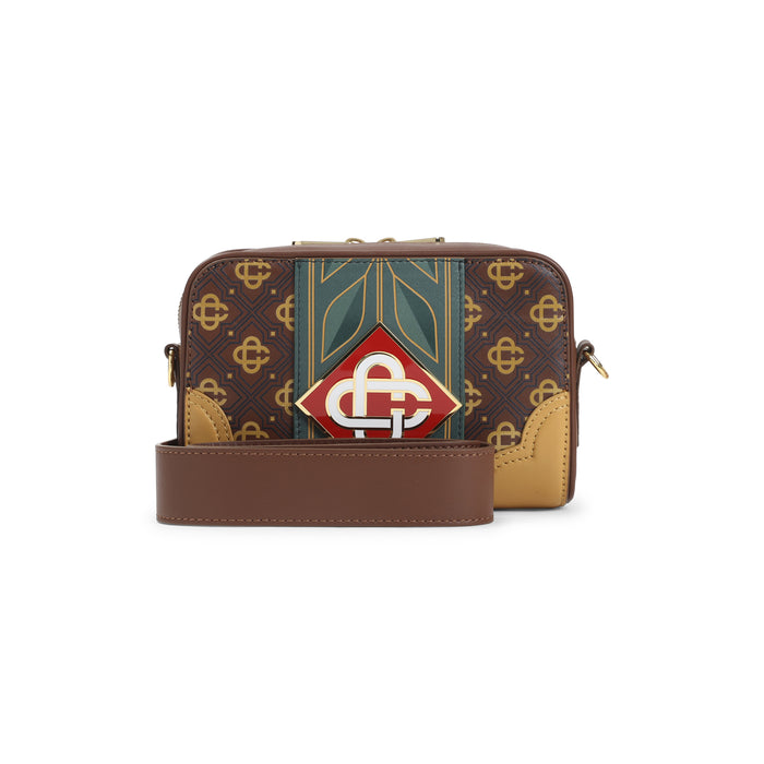 Monogram Shoulder Bag Brown Leather