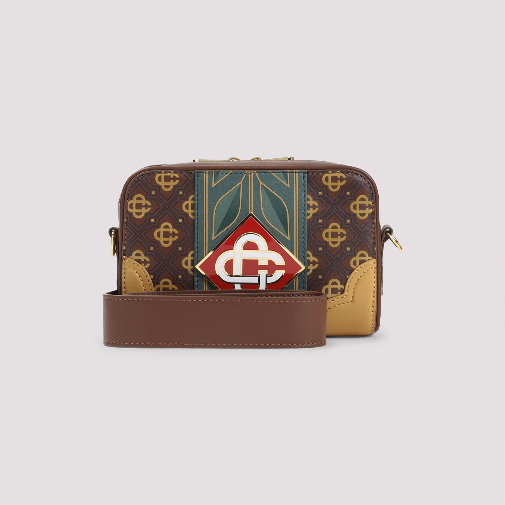 Monogram Shoulder Bag Brown Leather