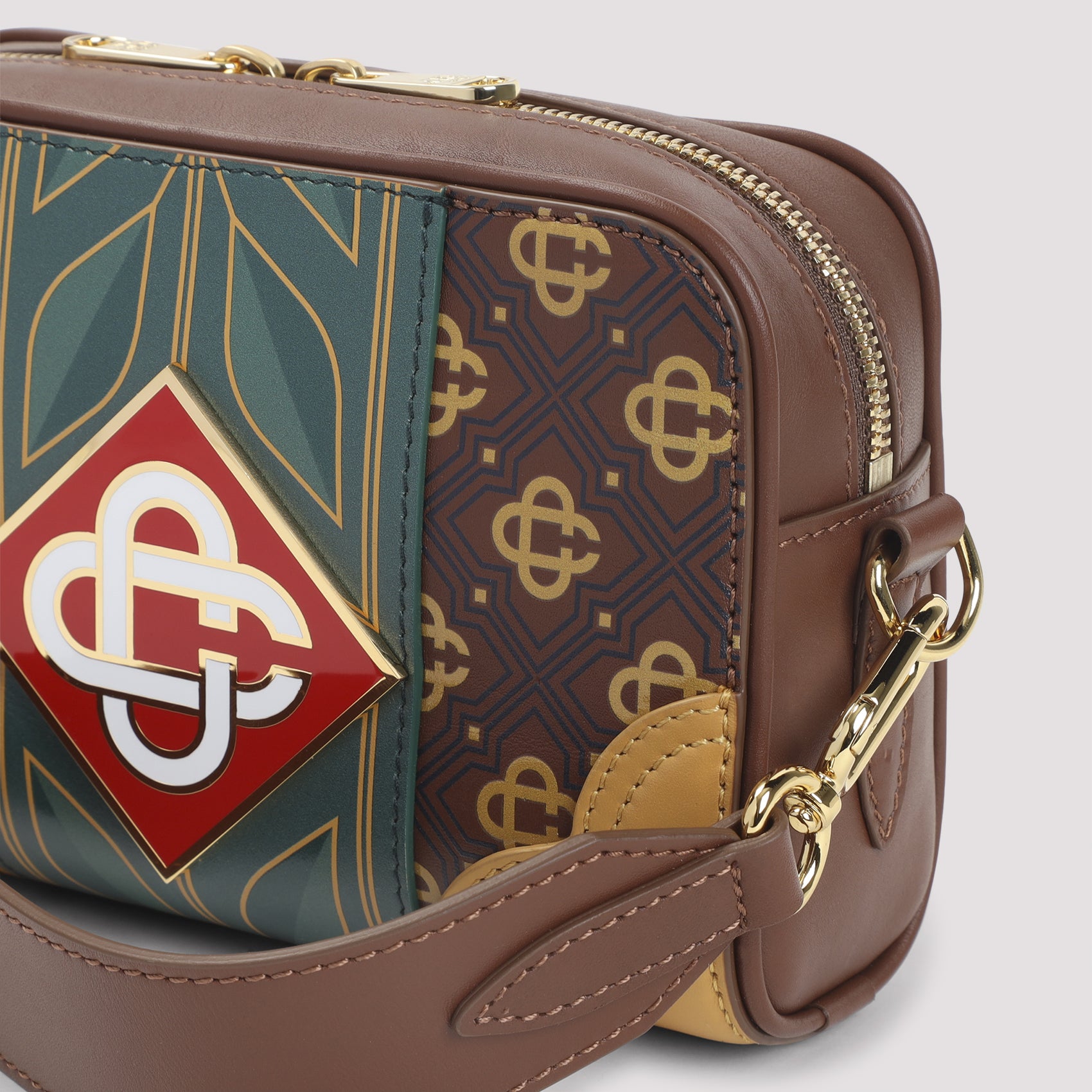 Monogram Shoulder Bag Brown Leather
