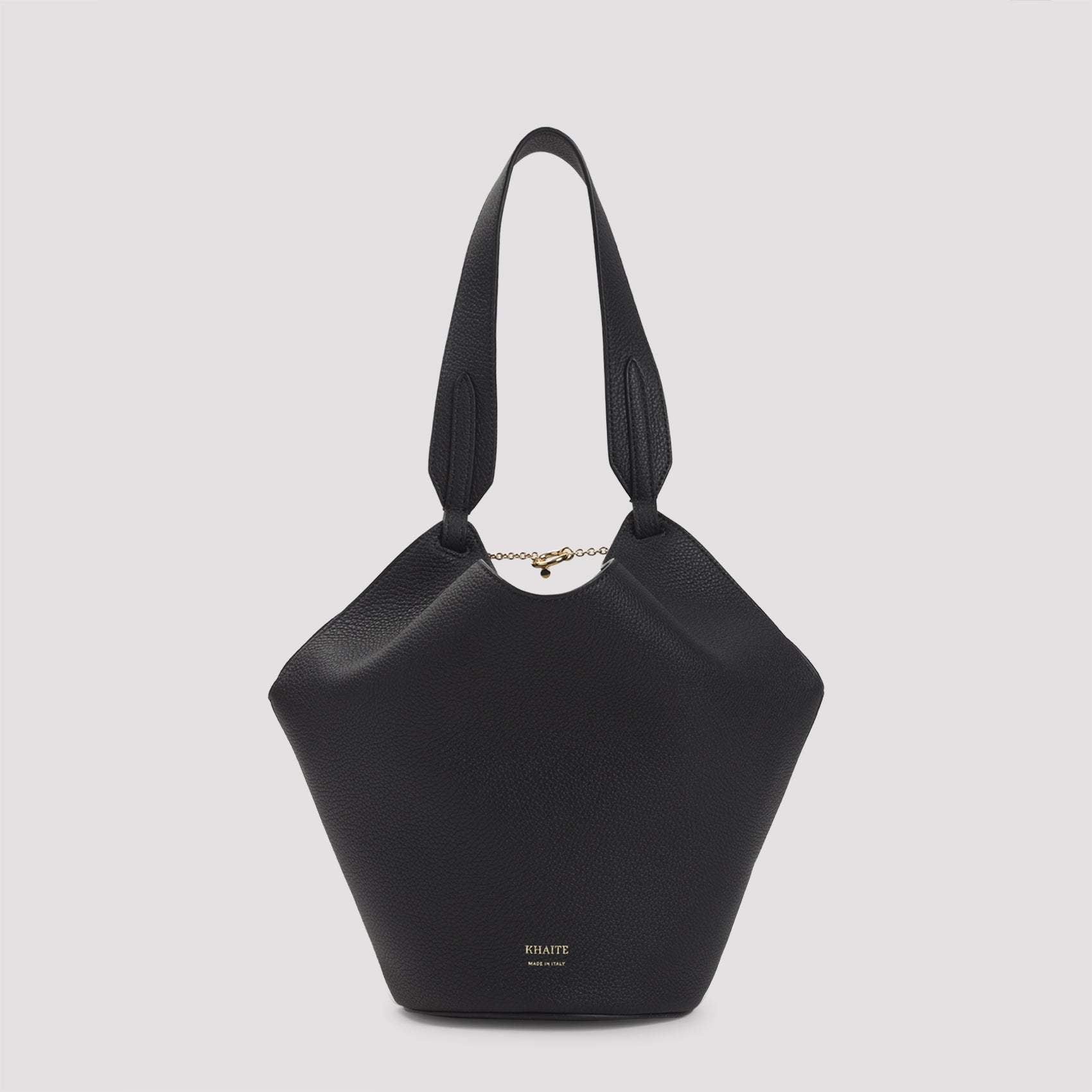 Lotus Mini Tote Bag Black Calf Skin