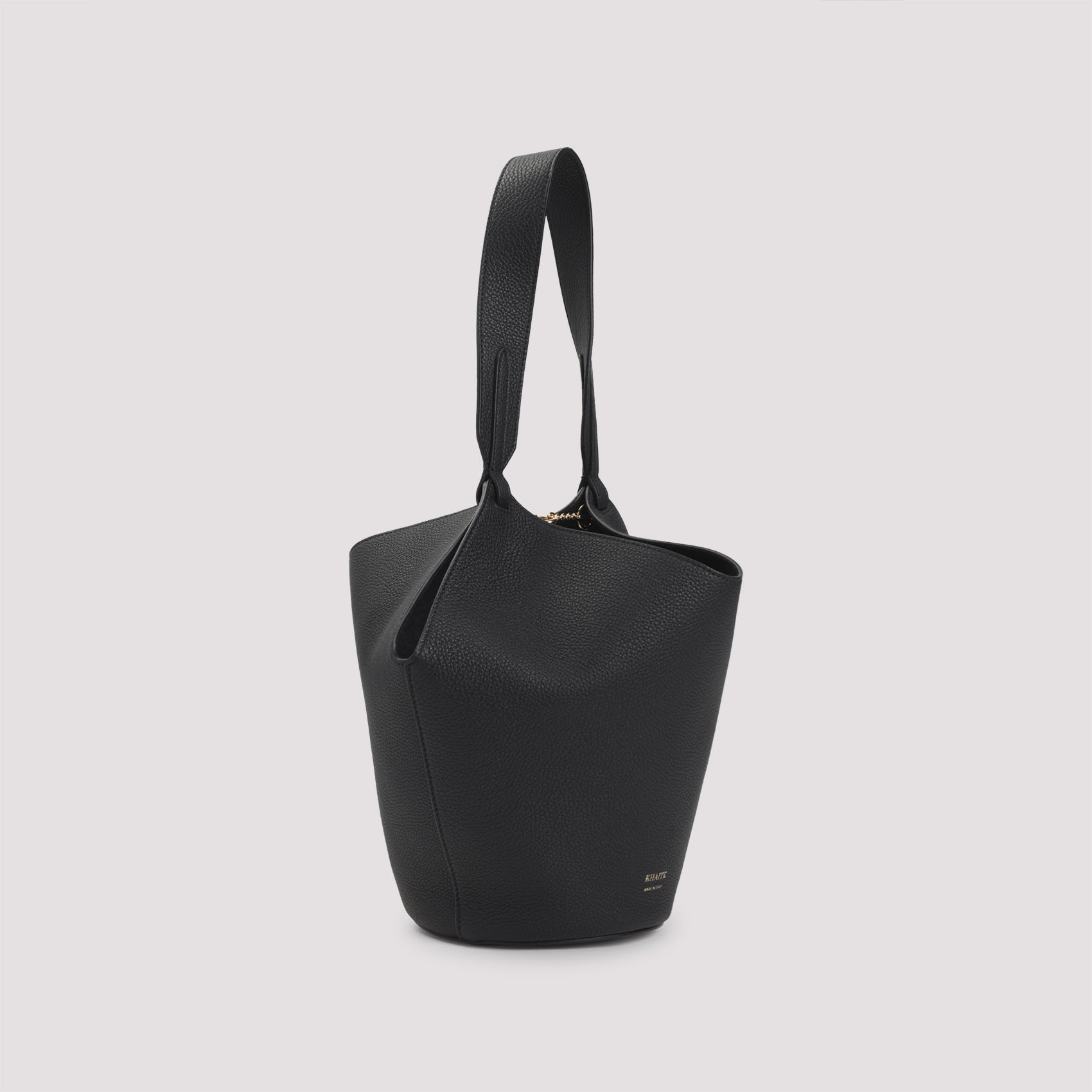 Lotus Mini Tote Bag Black Calf Skin