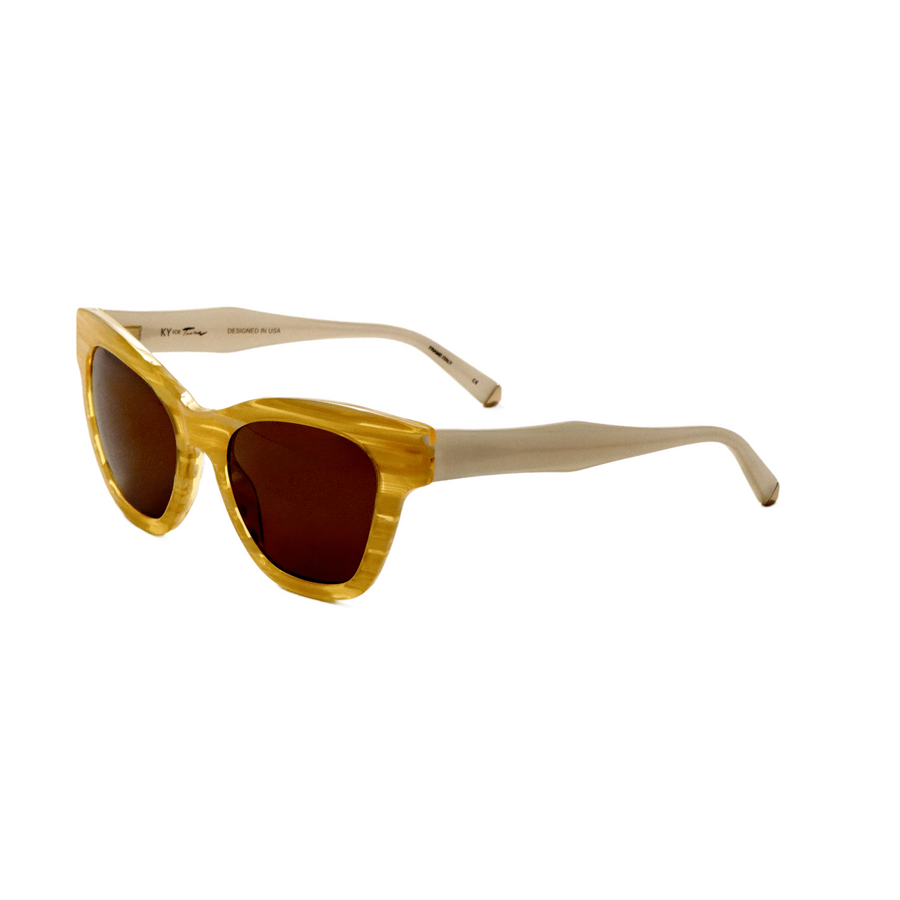 Preloved - Kate Young Charlotte Womens 55mm Honey Yellow Sunglasses K538-Hon-55 One Color