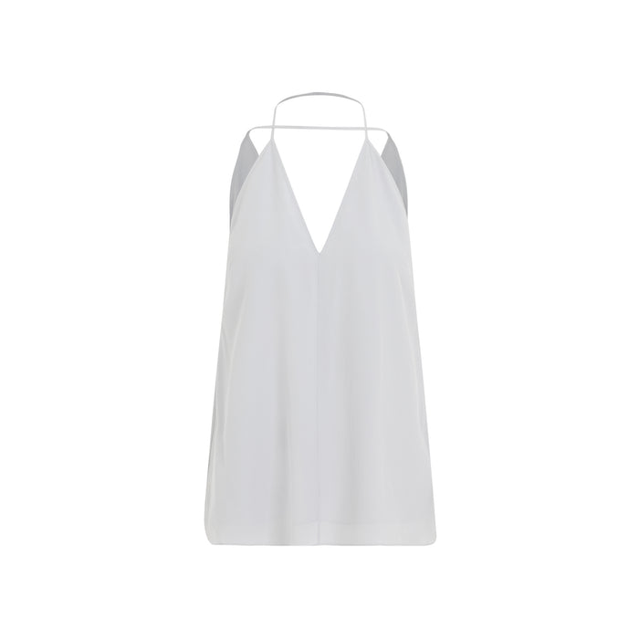 Double-halter Silk Top White