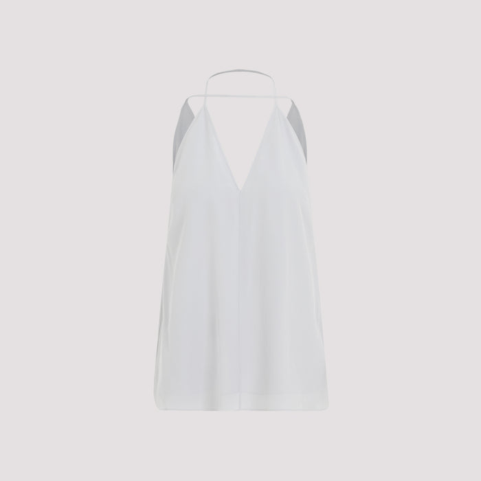Double-halter Silk Top White