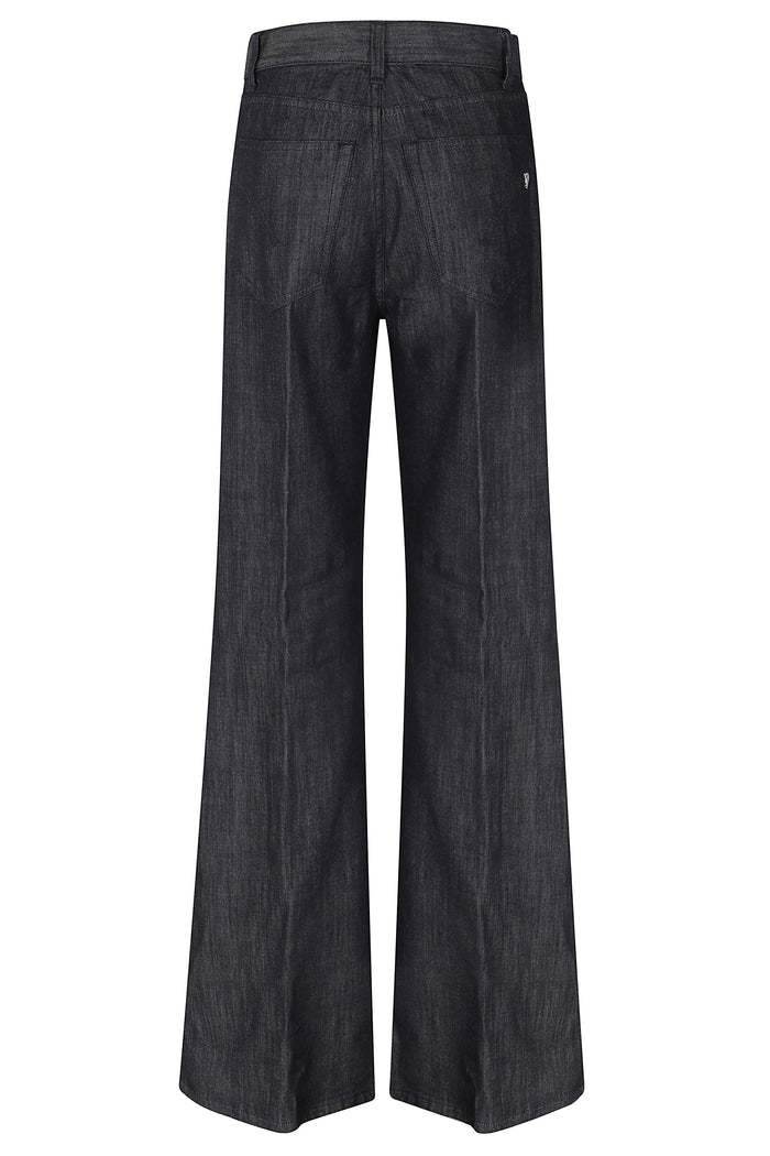 Jeans 5tasche Wide Leg Amber Blue Cotone Seta