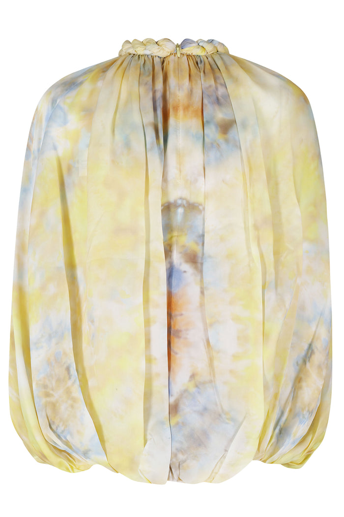 Alchemy Twist Billow Blouse Yellow & Orange Silk Camicia