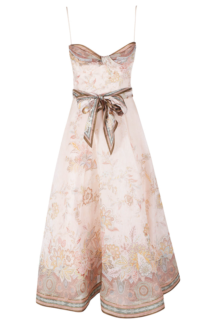 Alchemy Structured Midi Dress Pink & Purple Lino Abito
