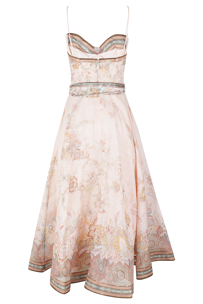 Alchemy Structured Midi Dress Pink & Purple Lino Abito