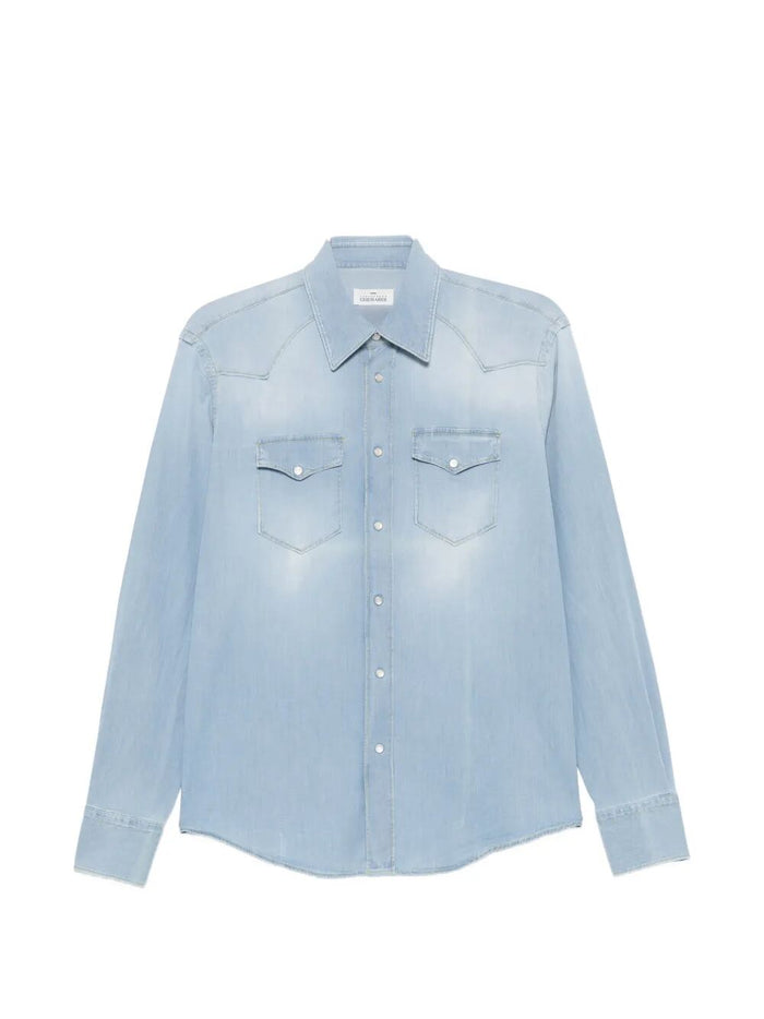 Shirt Blue Cotton Elastan