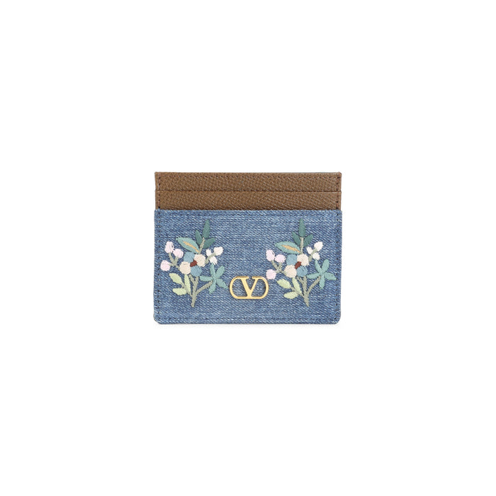 Card Holder Blue Cotton Elastane Smallleathergoods