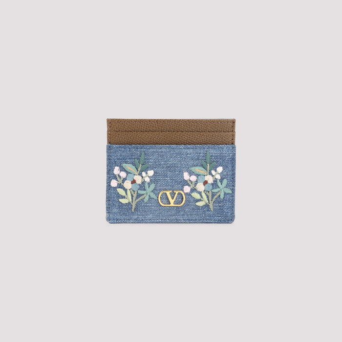 Card Holder Blue Cotton Elastane Smallleathergoods