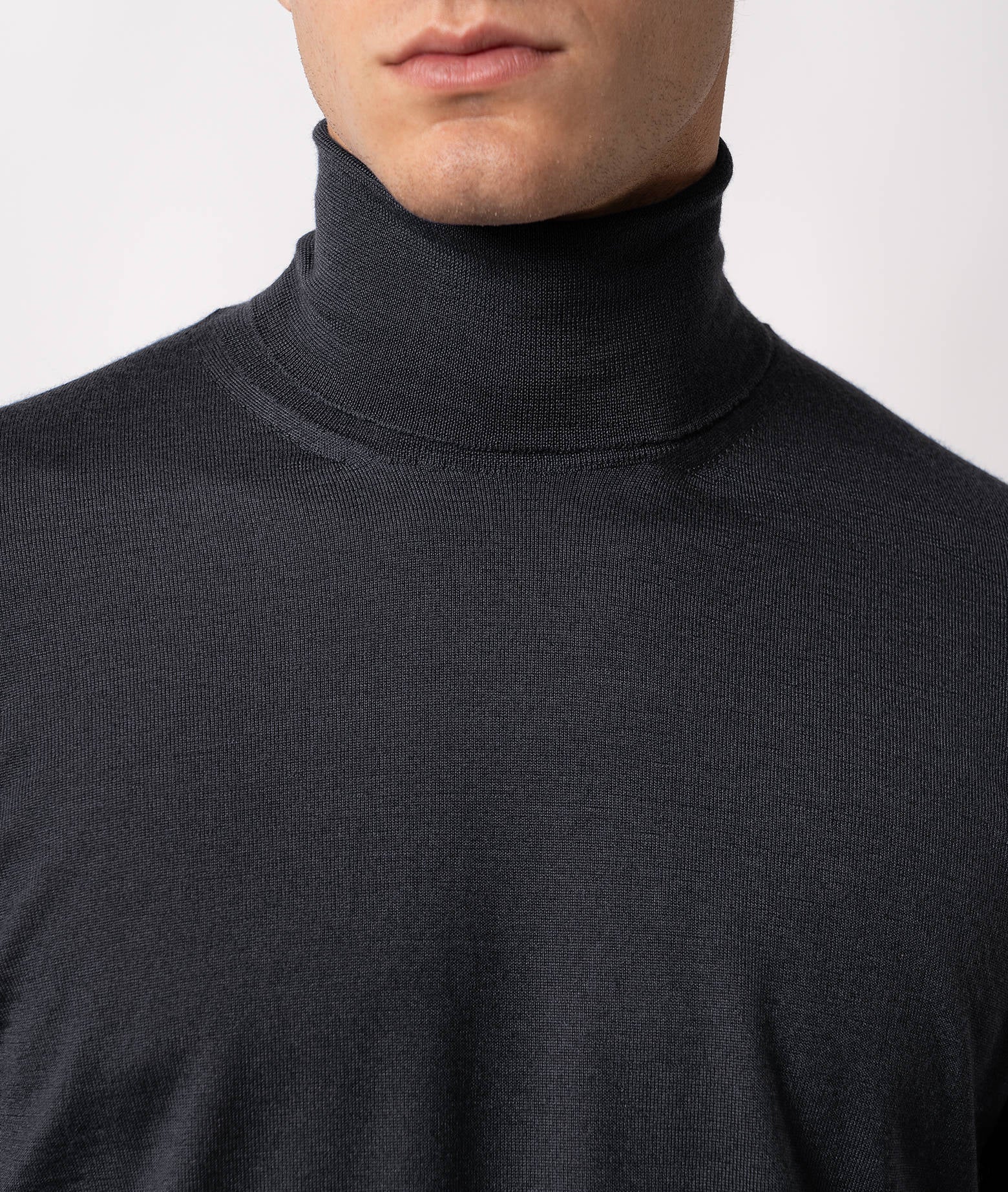 Turtleneck Cashmire And Silk Sweater Salisburgo Blue High Turtle Neck