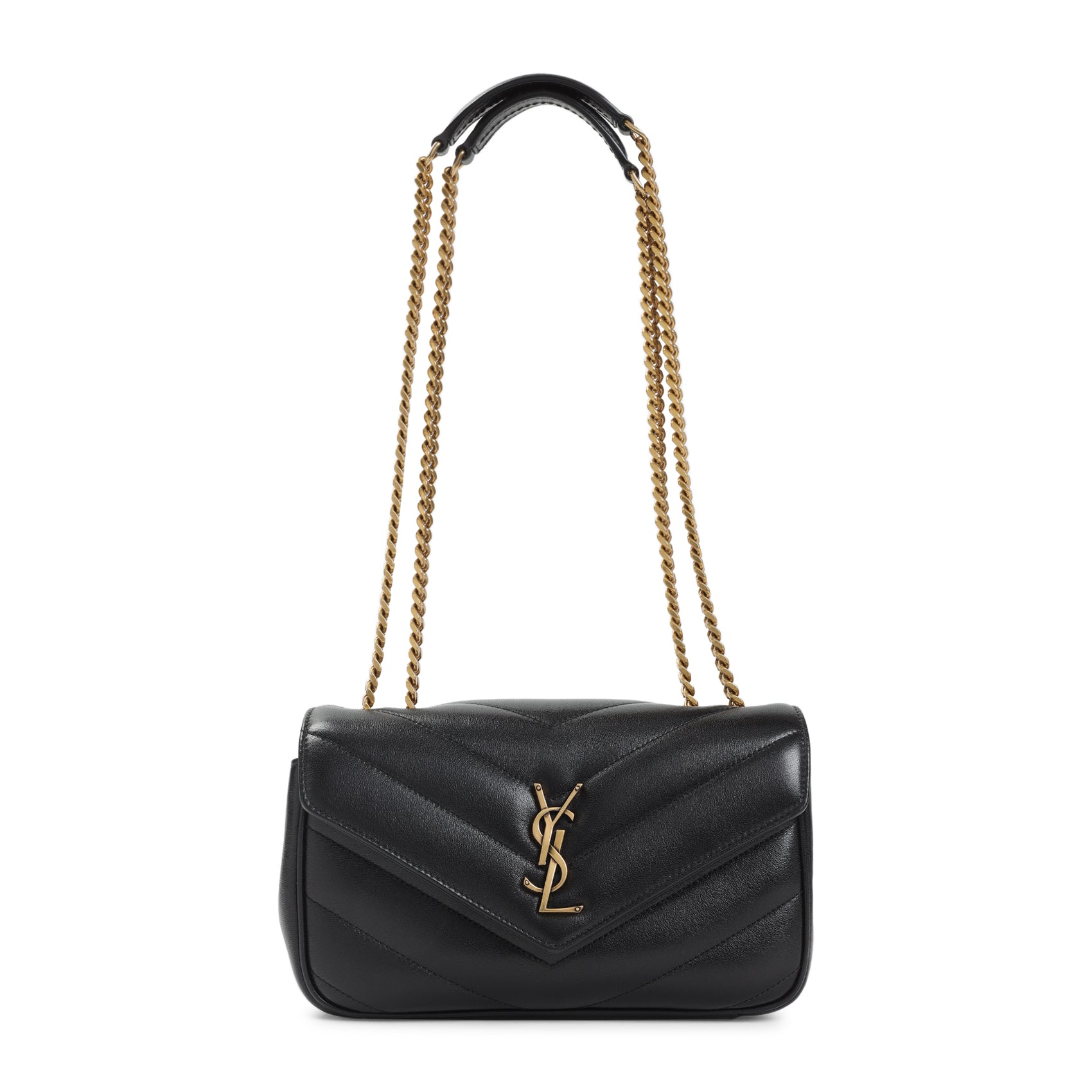 Loulou Shoulder Bag Black Lamb Leather Brass
