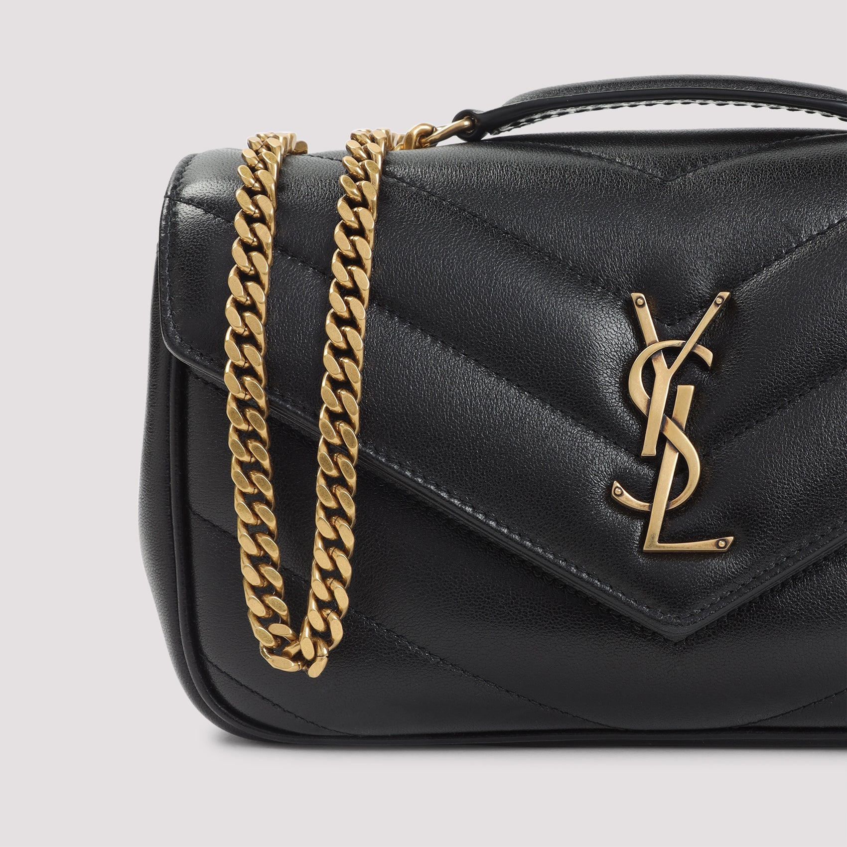 Loulou Shoulder Bag Black Lamb Leather Brass