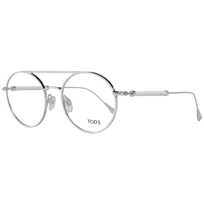 Tod's TO-1032256 Metal and Leather frame; Plastic demo lenses eyeglasses in white