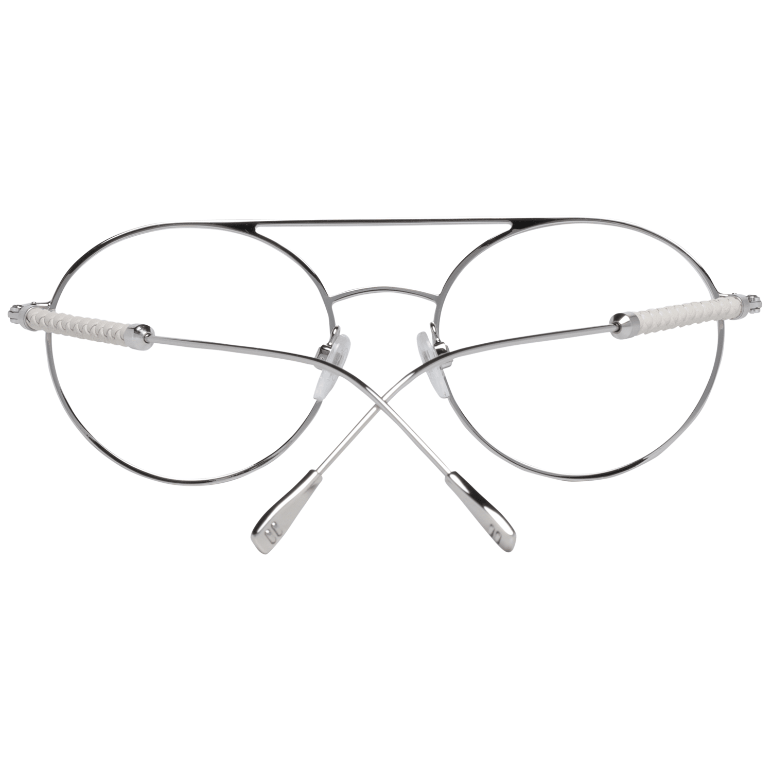 Tod's TO-1032256 Metal and Leather frame; Plastic demo lenses eyeglasses in white — view 3