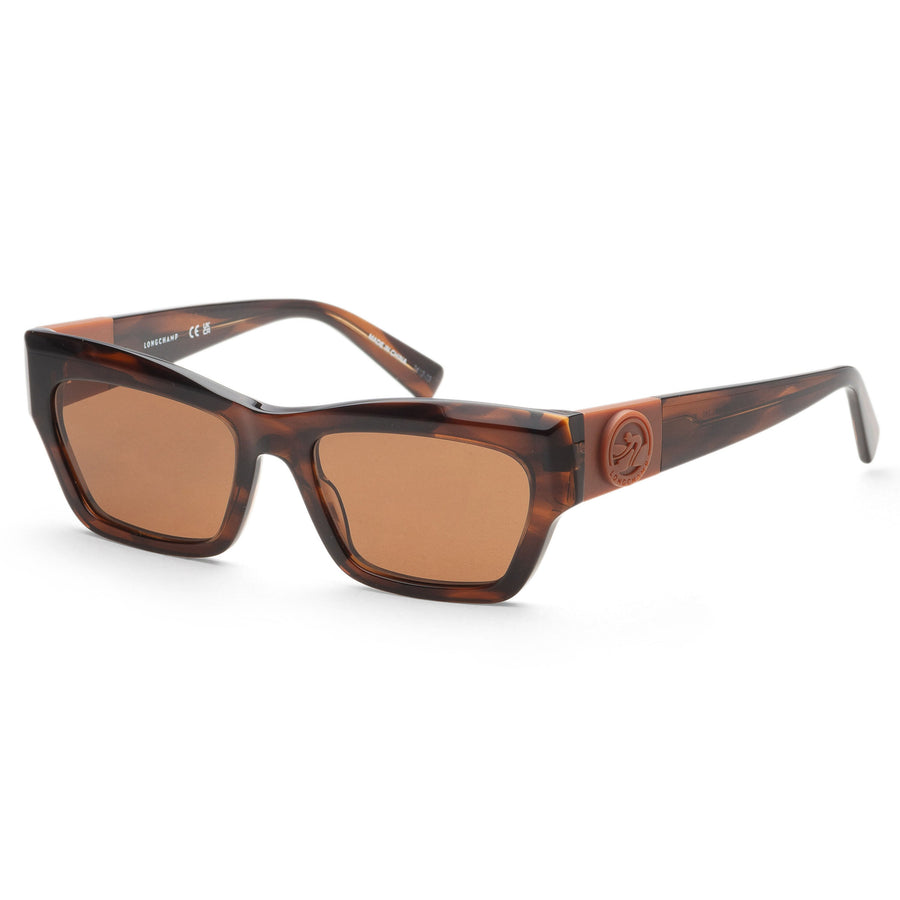 Preloved - Longchamp Womens 53mm Striped Brown Sunglasses Lo763s-211 One Color