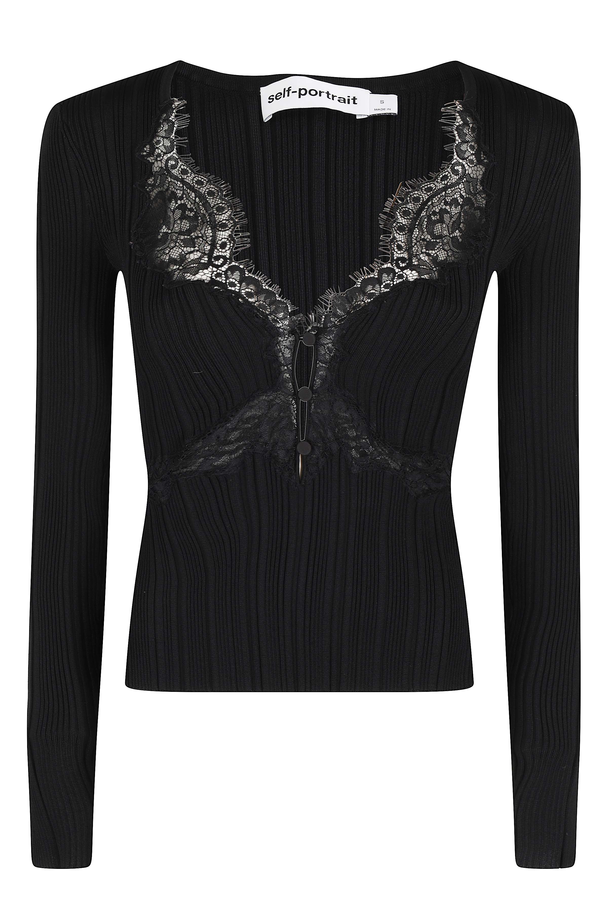Black Lace Knit Top