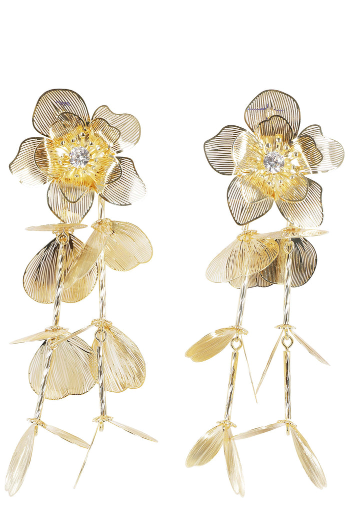 Gold Flower Earrings Metallic Zircon Accessory: Orecchini