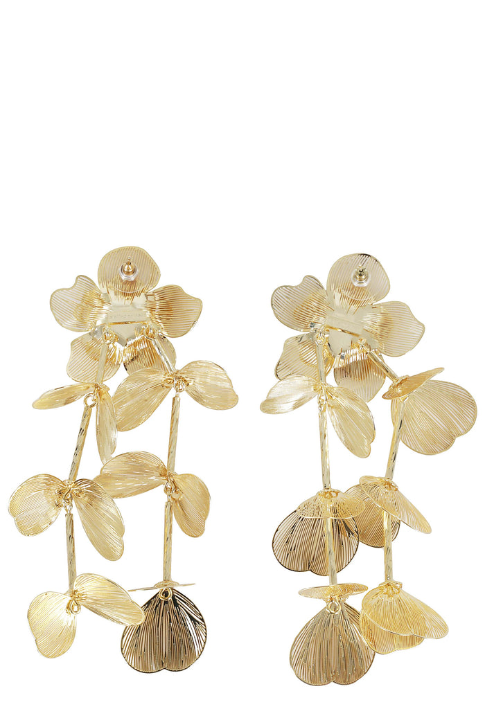 Gold Flower Earrings Metallic Zircon Accessory: Orecchini