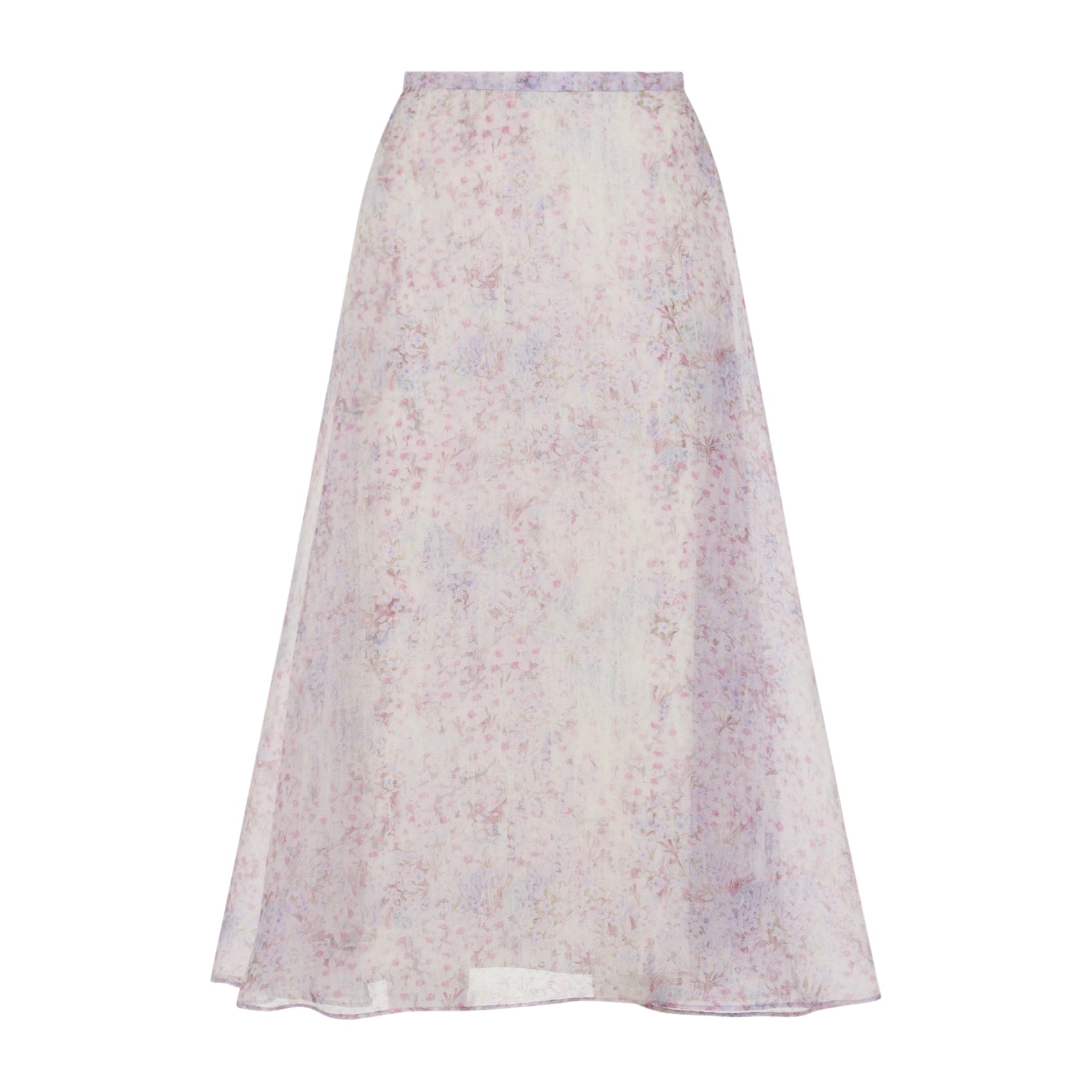 Printed Organza Midi Skirt Multicolour Silk