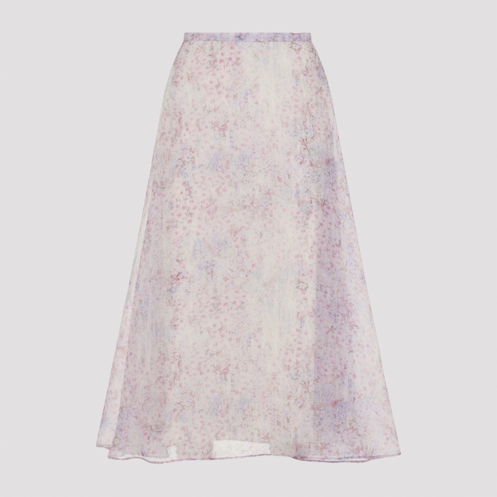 Printed Organza Midi Skirt Multicolour Silk