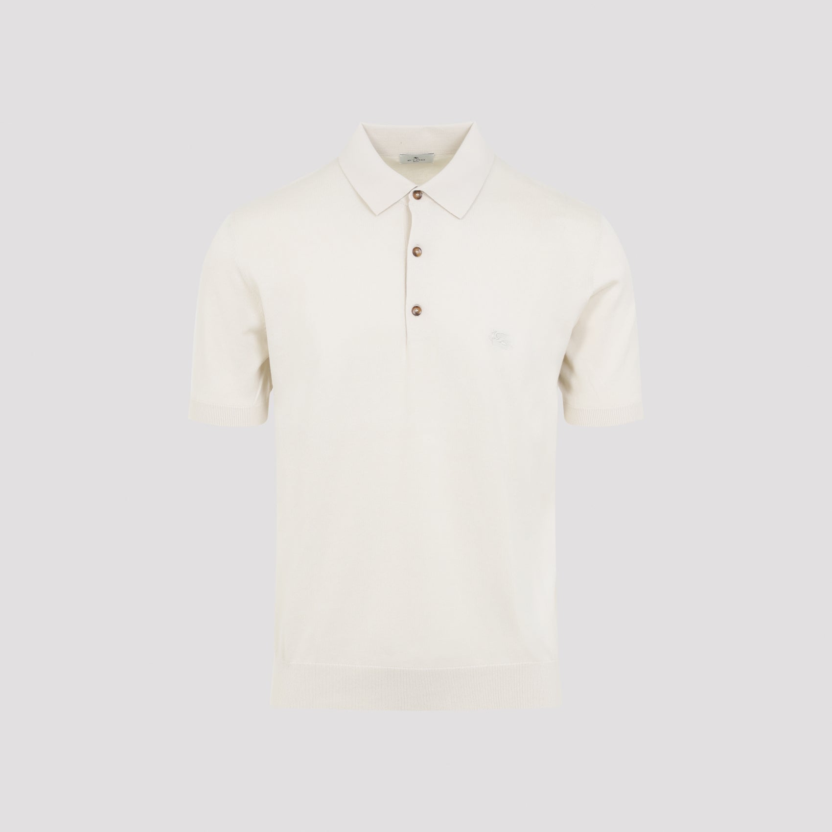 Knitted Polo White Cotton Sweater