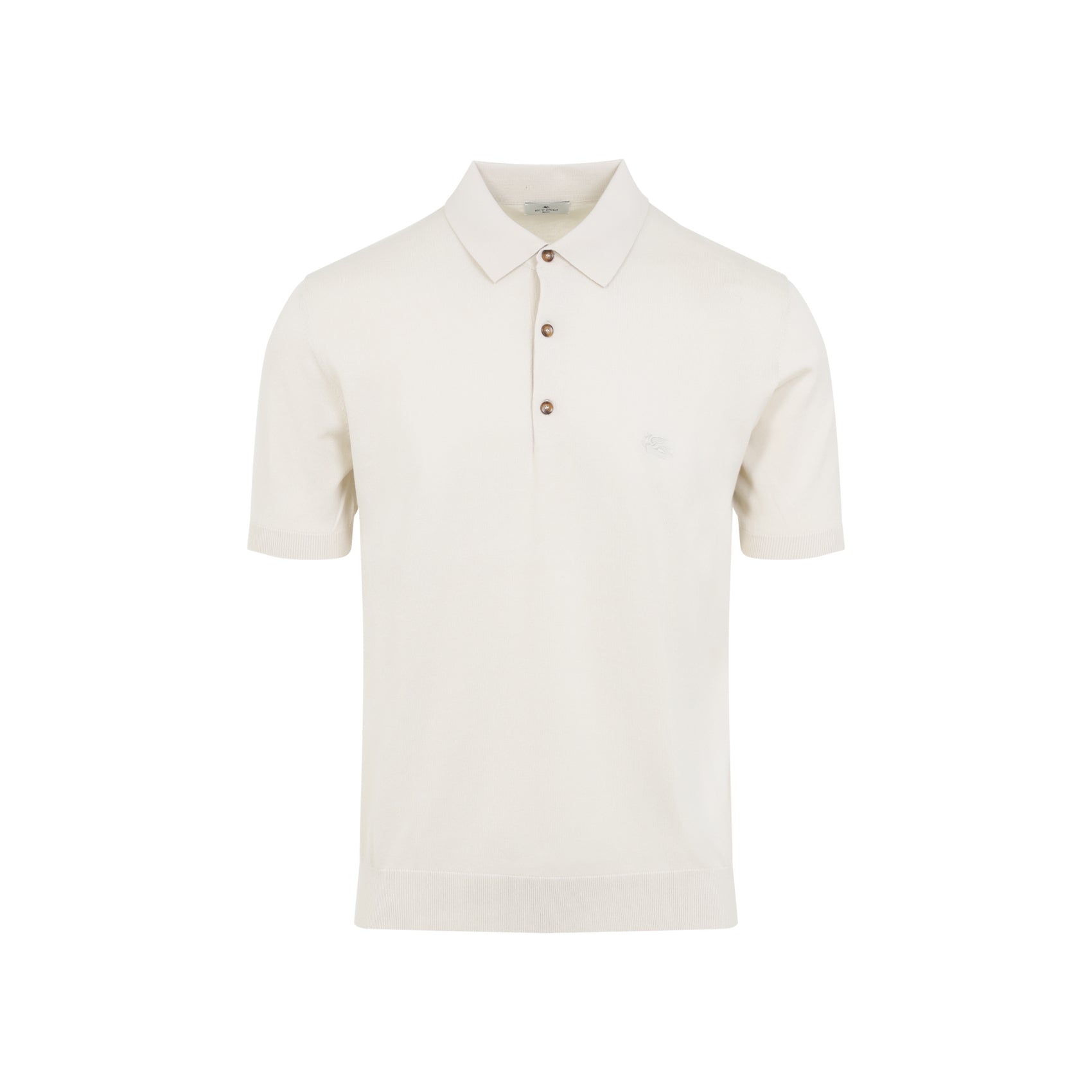 Knitted Polo White Cotton Sweater