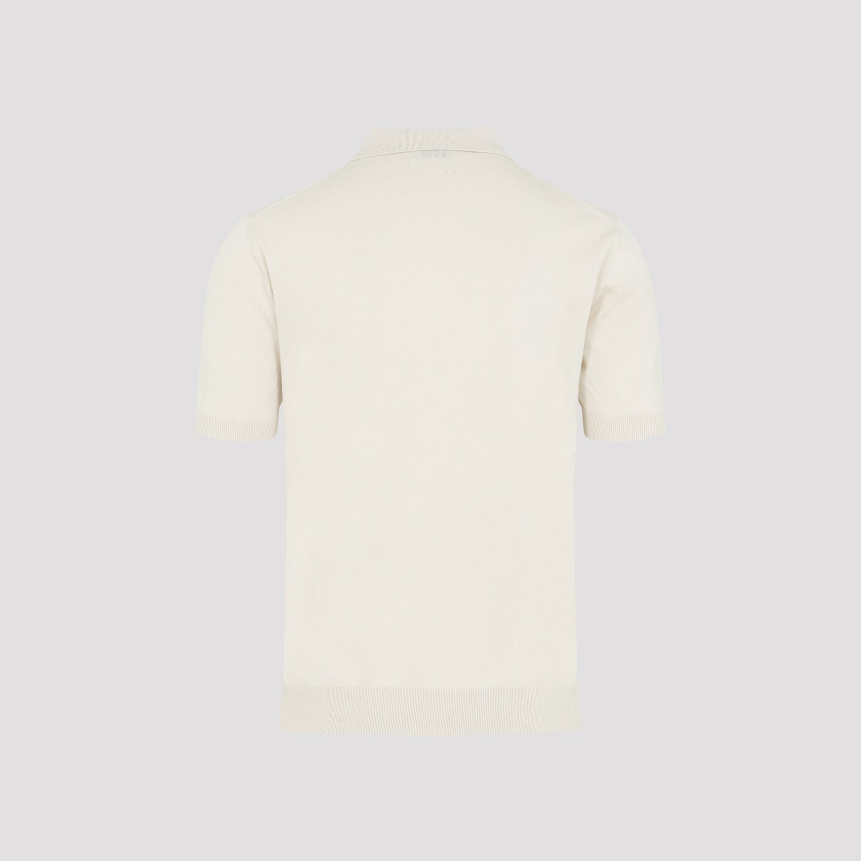 Knitted Polo White Cotton Sweater
