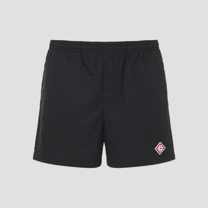 Jacquard Swim Shorts Black Polyester Swimwear