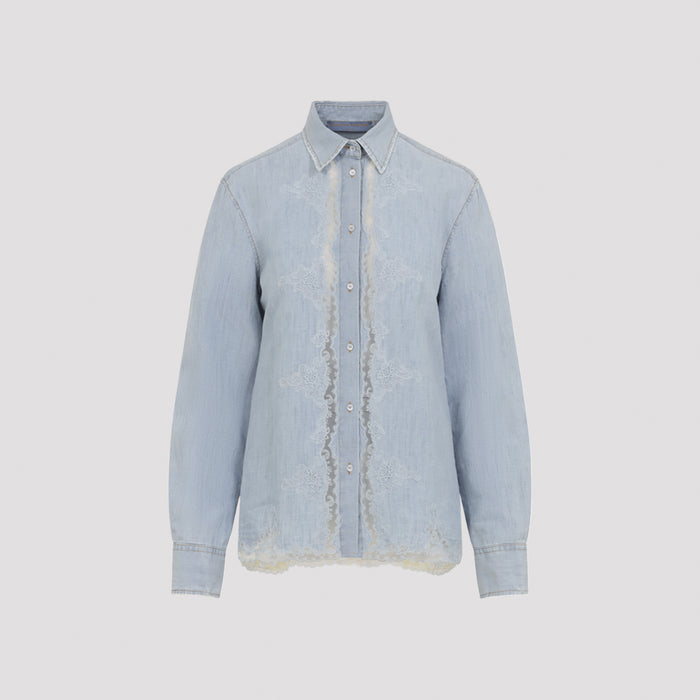 Cotton And Linen Shirt Blue
